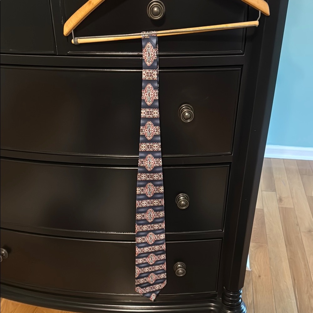 Oscar de la Renta Blue and Red Geometric Tie